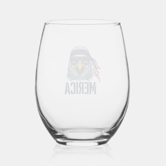 Verre À Vin Sans Pied Conception de chemise Vintage Patriotic Eagle Meri
