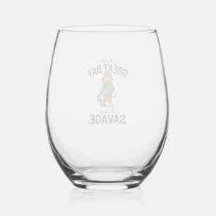 Verre À Vin Sans Pied Conception de T-Shirt avec Gravure Vintage Savage