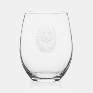 Verre À Vin Sans Pied Conception de T-Shirt de Portrait de Chien Bouclé