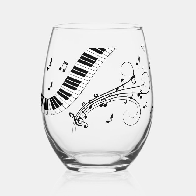 Verre À Vin Sans Pied Conception de thème de musique de piano (Recto)