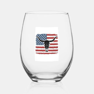 Verre À Vin Sans Pied Conception de vecteur de drapeau américain de crân