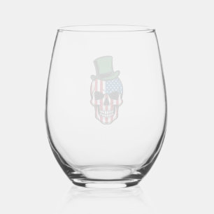 Verre À Vin Sans Pied Conception de vecteur de drapeau de crâne de trèfl
