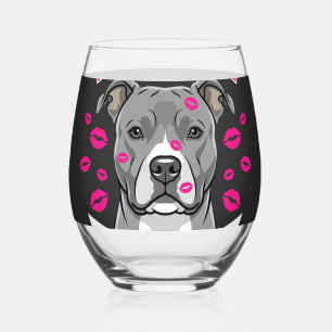 Verre À Vin Sans Pied Conception de vecteur de soeur de Pitbull amoureus