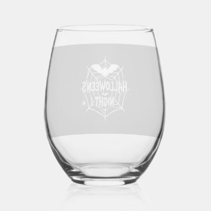 Verre À Vin Sans Pied Conception de vecteur de toile d'araignée chauve-s