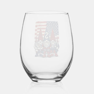 Verre À Vin Sans Pied Conception de vecteur vintage de trio de gnome USA