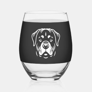 Verre À Vin Sans Pied Conception de visage de Rottweiler minimaliste � A