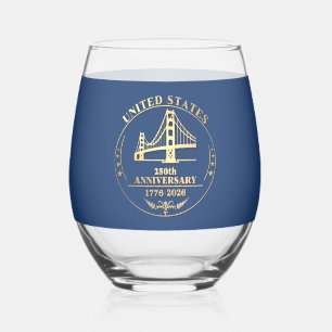 Verre À Vin Sans Pied Conception Golden Gate Or pour le 250e anniversair