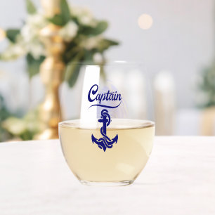 Verre À Vin Sans Pied Conception nautique d'ancre de voilier capitaine
