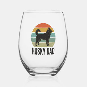 Verre À Vin Sans Pied Conception vectorielle de chien rétro Husky Papa V