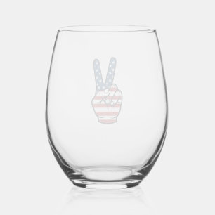Verre À Vin Sans Pied Conception vectorielle de main de signe de paix pa