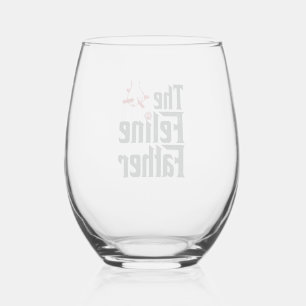 Verre À Vin Sans Pied Conception vectorielle humoristique de chat félin