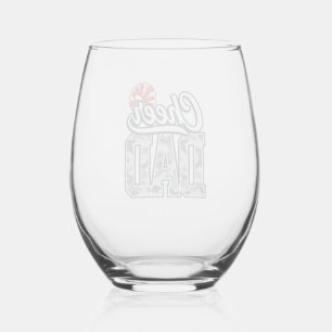 Verre À Vin Sans Pied Conception vectorielle vintage camo pom cheer papa