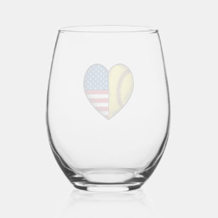 Verre À Vin Sans Pied Conception vectorielle vintage de softball USA dra