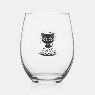 Verre À Vin Sans Pied Copie de Crânes de Chat Mignon Créepy Gothique Cha