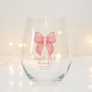 Verre À Vin Sans Pied Coquette esthétique Cute Rose Bow Personnalisé