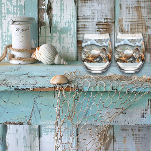 Verre À Vin Sans Pied Coquillages Perles Mer Foam Starfish