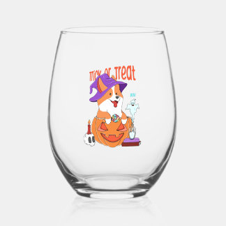 Verre À Vin Sans Pied Corgi Halloween