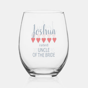 Verre À Vin Sans Pied Cortège de mariage 5 cœurs Oncle de la mariée
