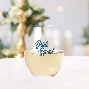 Verre À Vin Sans Pied Cortège de Mariage Bleu Turquoise pour la Mariée