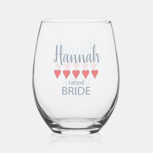 Verre À Vin Sans Pied Cortège de mariage et mariée 5 coeurs mariée