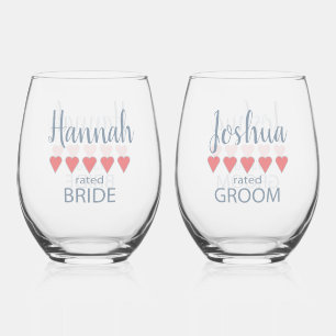 Verre À Vin Sans Pied Cortège de mariage et mariée 5 coeurs mariée
