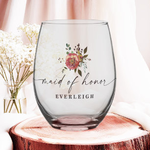 Verre À Vin Sans Pied Cottage Ophelia Dusty rose Floral Maid of Honor