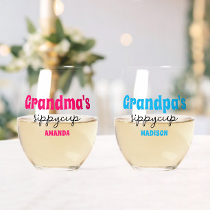 Verre À Vin Sans Pied Coupe Sippy de grand-mère et grand-père personnali