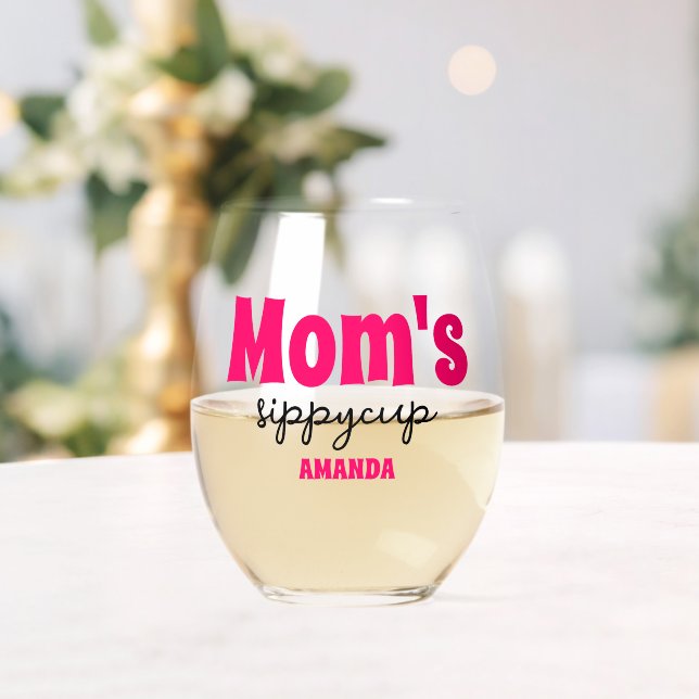 Verre À Vin Sans Pied Coupe Sippy de maman personnalisée (Insitu (Mariage))