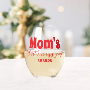 Verre À Vin Sans Pied Coupe Sippy de Noël de maman personnalisée