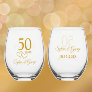 Verre À Vin Sans Pied Couples personnalisés Nom Keepsaké Cadeau du 50e a