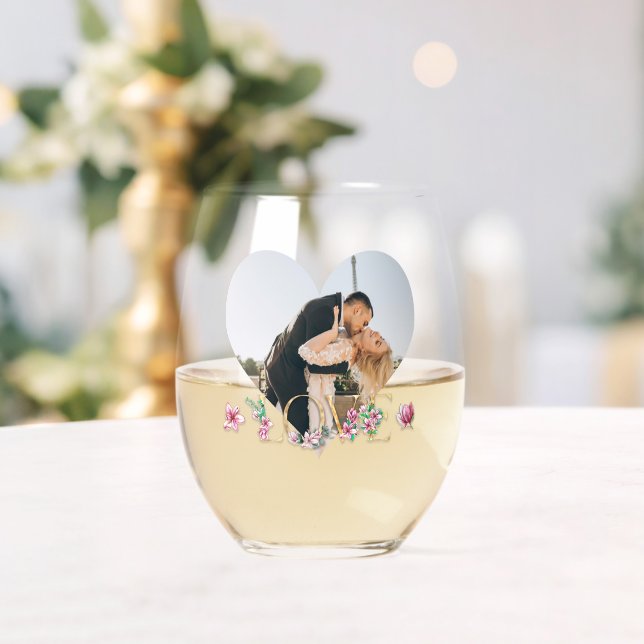 Verre À Vin Sans Pied Couples personnalisés Photo LOVE Mariage (Insitu (Mariage))