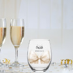Verre À Vin Sans Pied Courbe beige crème<br><div class="desc">Décoré d'un arc beige ceint de crème. Personnalisez et ajoutez le nom de votre servante. Script de style manuscrit noir.</div>