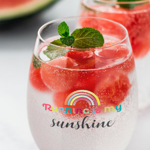 Verre À Vin Sans Pied Courir Est Mon Sunshine Colorful Rainbow Graphic