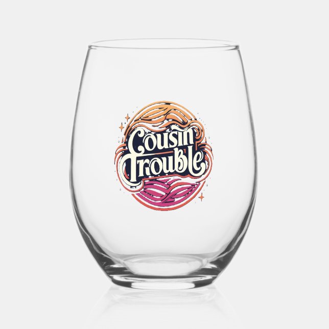 Verre À Vin Sans Pied Cousin Trouble Vin Stemless (Recto)