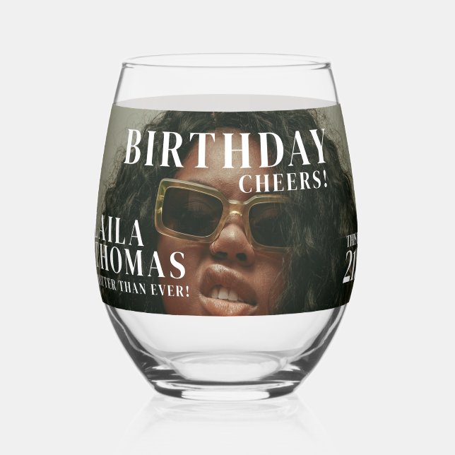 Verre À Vin Sans Pied Couverture du magazine de fête d'anniversaire pers (Recto)