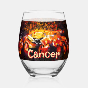 Verre À Vin Sans Pied Crabe Nautique Plage Cancer Personnalisé