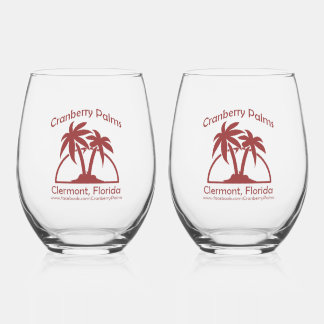 Verre À Vin Sans Pied Cranberry Palms Stemless Wine Glasses