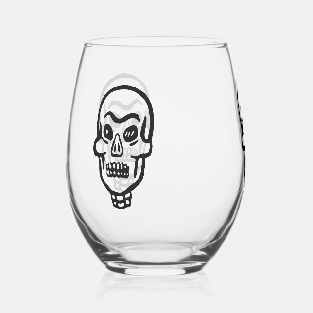 Verre À Vin Sans Pied Crâne classique d'Halloween (Recto)
