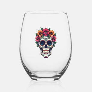 Verre À Vin Sans Pied Crâne en sucre de Jour des morts � Dia de los Muer