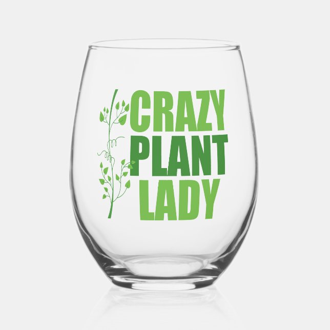 Verre À Vin Sans Pied Crazy Plante Lady Cute Green Botaniste (Recto)