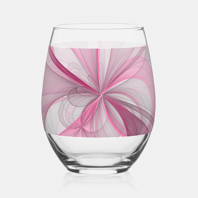 Verre À Vin Sans Pied Création Abstraite Moderne Rose Gris Clair Design  (Recto)
