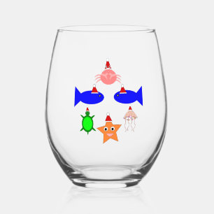 Verre À Vin Sans Pied Créatures de la mer de Noël