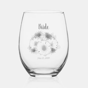 Verre À Vin Sans Pied Croquis monochromatique Épouse de marée minimalist