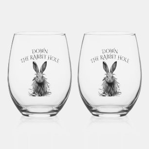 Verre À Vin Sans Pied Custom Down Rabbit Hole Grey Bunny