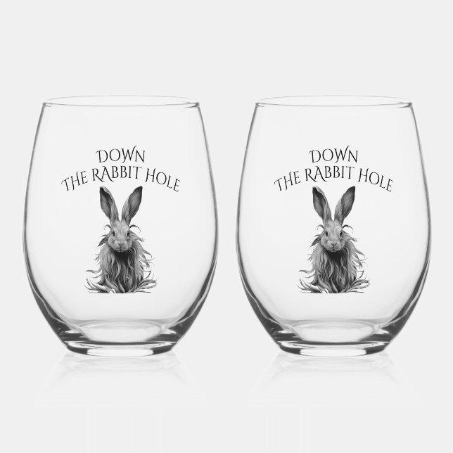 Verre À Vin Sans Pied Custom Down Rabbit Hole Grey Bunny (Recto)