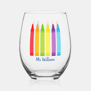 Verre À Vin Sans Pied Cute Crayon Enseignant de l'école primaire personn