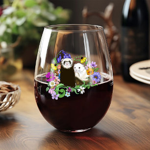 Verre À Vin Sans Pied Cute Ferrets Floral