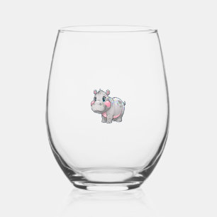 Verre À Vin Sans Pied Cute MOO DENG Baby Pygmy Hippo Girls Besties Crew