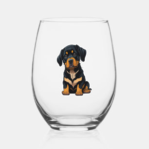 Verre À Vin Sans Pied Cute Rottweiler - Cadeaux pour les propriétaires d