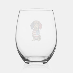 Verre À Vin Sans Pied Dachshund patriotique gravure vintage vecteur créa